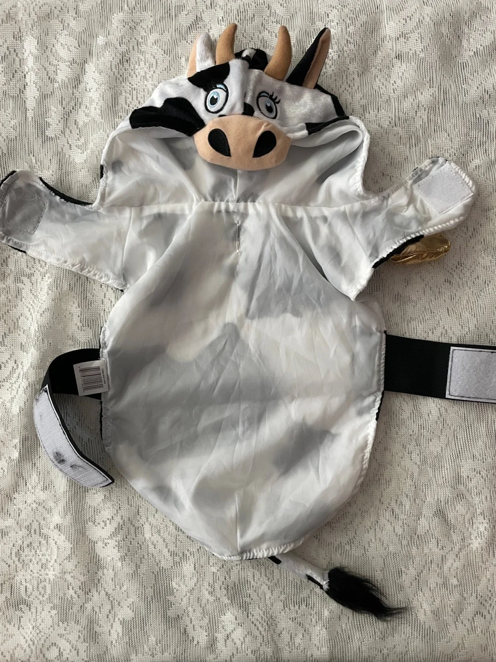 Cow Costume for Cat or Small Dog with Hood and Straps - Black & White